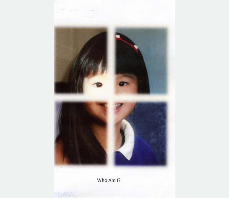 Four quadrants each containing one-fourth of a girl's face at different ages